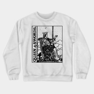 Queen of Swords Tarot Card Rider Waite Black and White Crewneck Sweatshirt